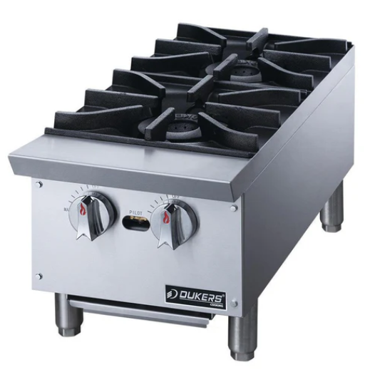 Dukers DCHPA12 12" Hot Plate with 2 Burners Gas Countertop Range