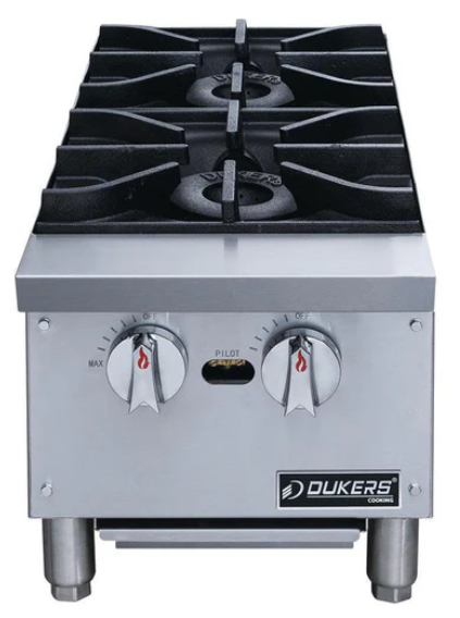 Dukers DCHPA12 12" Hot Plate with 2 Burners Gas Countertop Range