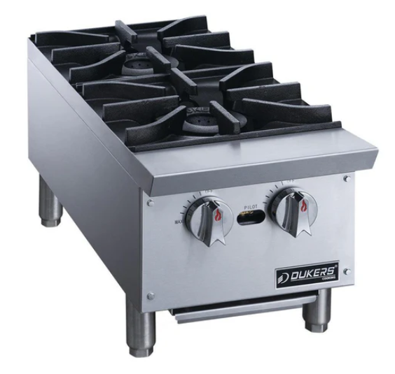 Dukers DCHPA12 12" Hot Plate with 2 Burners Gas Countertop Range