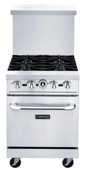 Dukers DCR24-4B 24" Gas Range with Four (4) Open Burners