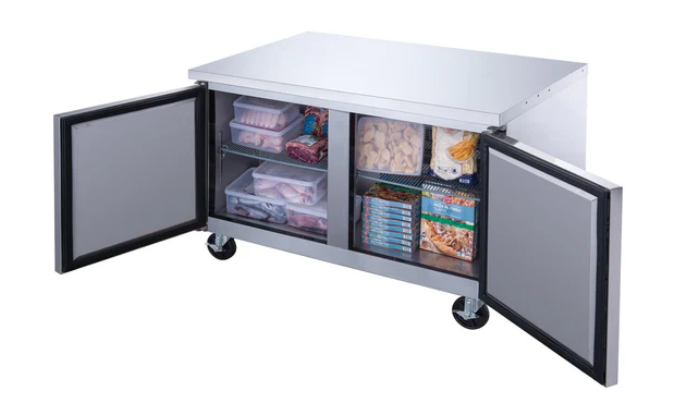 Dukers DUC60F 2-Door Undercounter Commercial Freezer in Stainless Steel