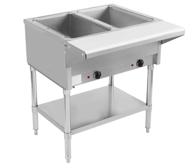 BevLes BVST-2-120 Hot Steam Table 2 wells w/ undershelf