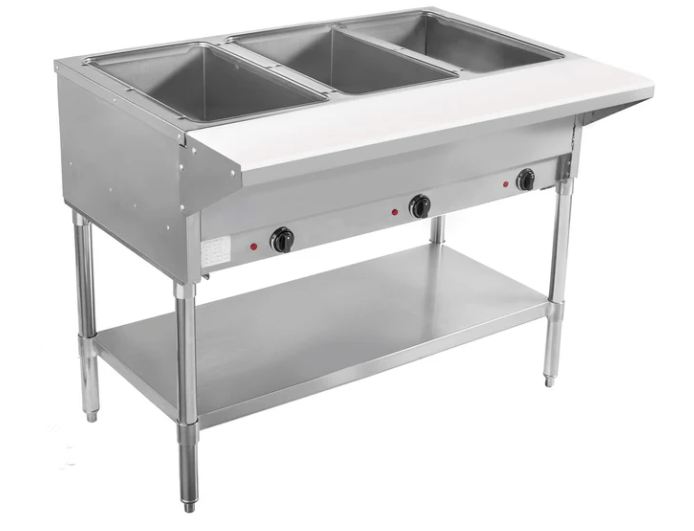 BevLes BVST-3-120  Steam Table 3 wells w/ Undershelf