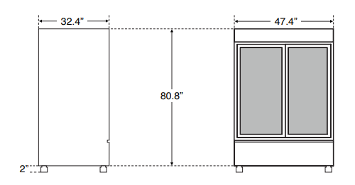 Ojeda RMH‐40 Glass Door Refrigerated Merchandiser, 47.4" W - Black