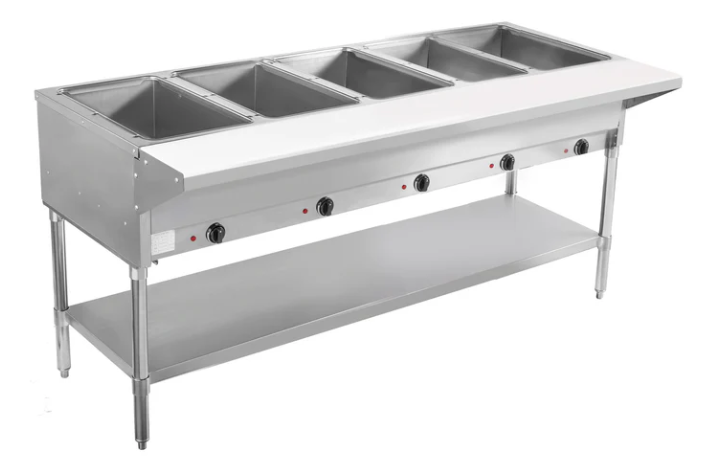 BevLes BVST-5-240 Hot Steam Table 5 Wells w/ Undershelf- 230 volts