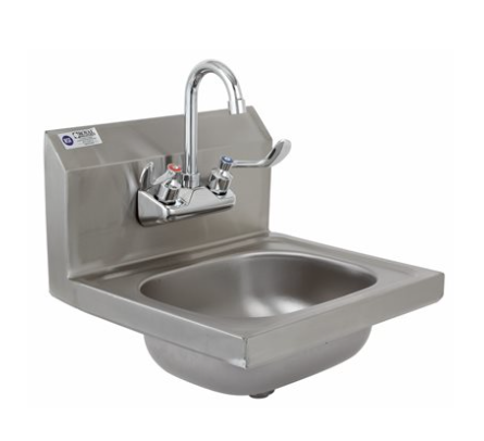 Royal Industries ROYHSW15 Stainless Steel Hand Sink 10" x 12.75" x 6" Bowl, with Wrist Blade Faucet