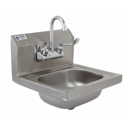 Royal Industries ROYHSW12 Stainless Steel Hand Sink 9"x 9"x 5" Bowl, with Wrist Blade Faucet