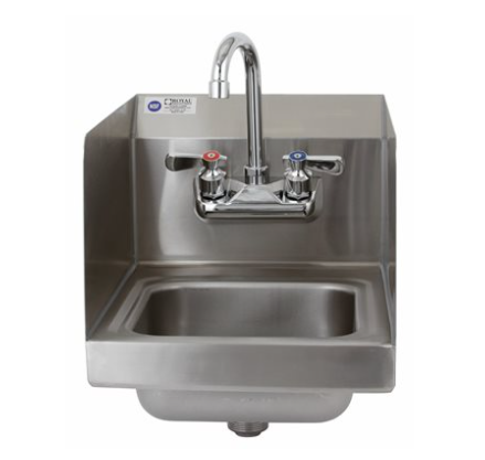 Royal Industries ROYHSW12SP Stainless Steel Hand Sink 9" x 9" x 5" Bowl, with Side Splashes