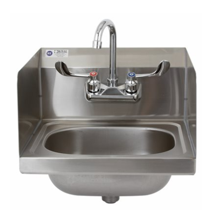 Royal Industries ROYHSW15SP Stainless Steel Hand Sink 10" x 12.75" x 6" Bowl, with Side Splashes