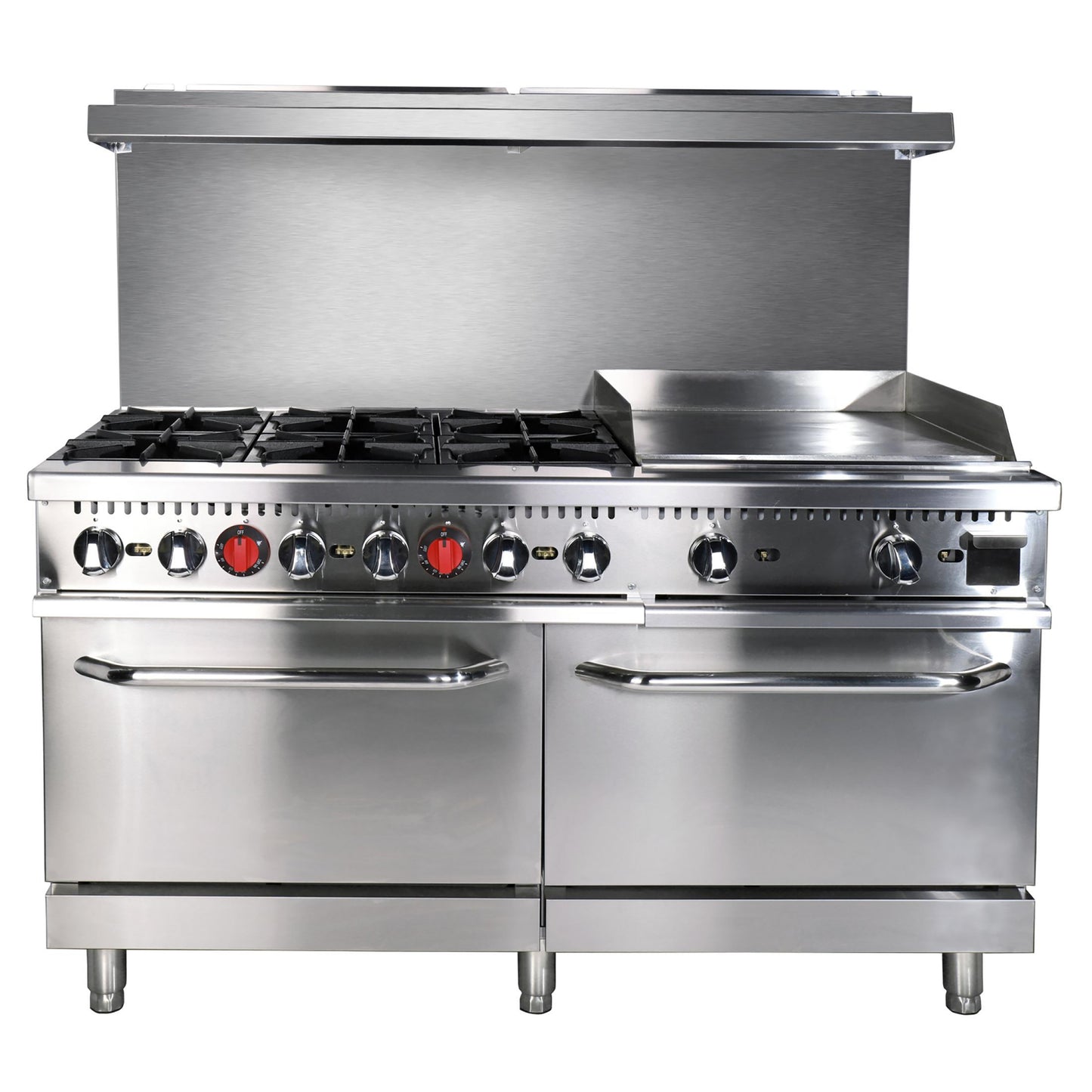 Admiral Craft BDGR-6024G/NG Black Diamond Gas Range with Griddle Combo, 60"W, in Stainless Steel- Natural Gas