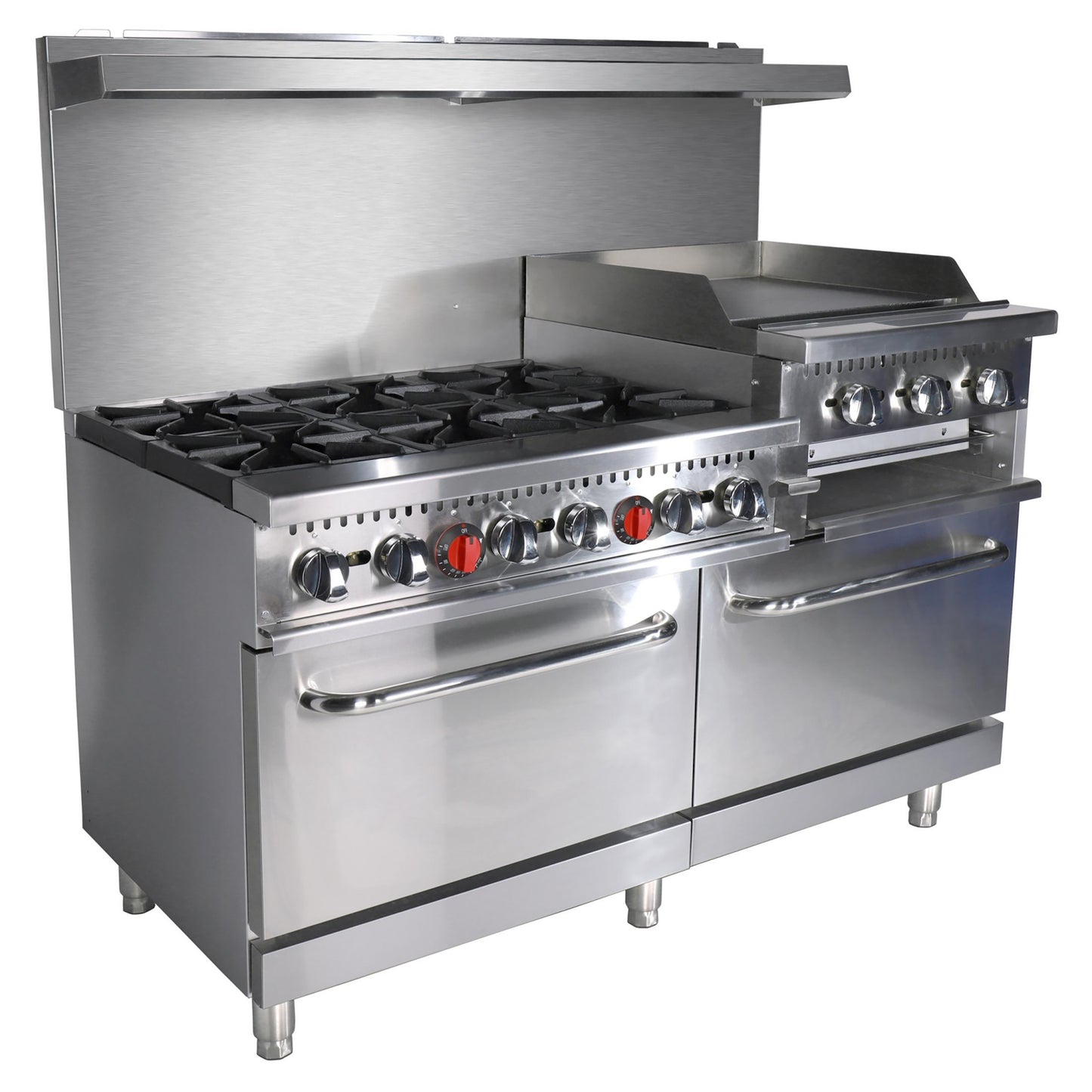 Admiral Craft BDGR-6024G/NG Black Diamond Gas Range with Griddle Combo, 60"W, in Stainless Steel- Natural Gas