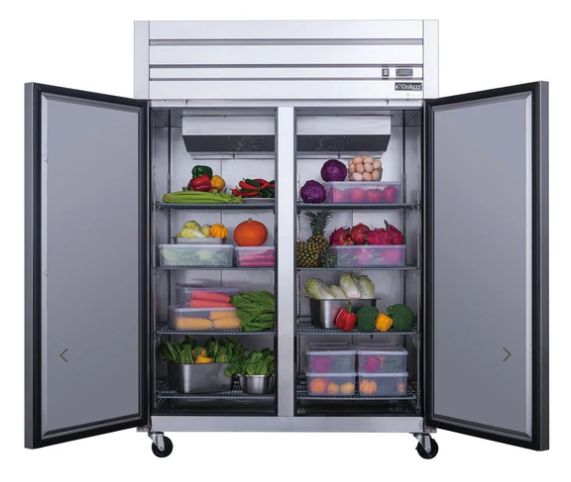 Dukers D55AR Commercial 2-Door Top Mount Refrigerator in Stainless Steel