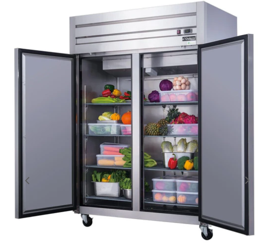 Dukers D55AR Commercial 2-Door Top Mount Refrigerator in Stainless Steel