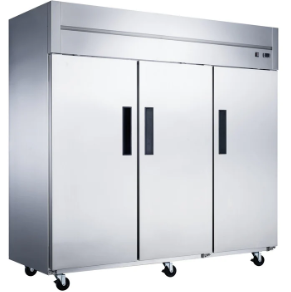 Dukers D83AR Commercial 3-Door Top Mount Refrigerator in Stainless Steel