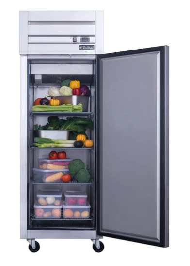 Dukers D28AR Commercial Single Door Top Mount Refrigerator in Stainless Steel