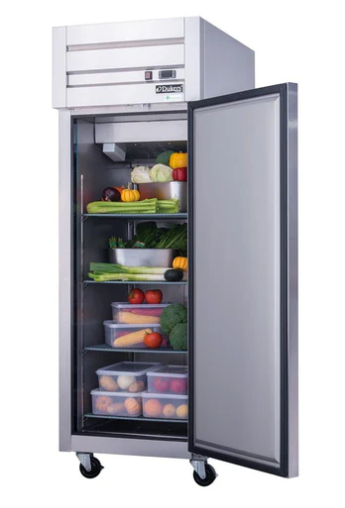 Dukers D28AR Commercial Single Door Top Mount Refrigerator in Stainless Steel