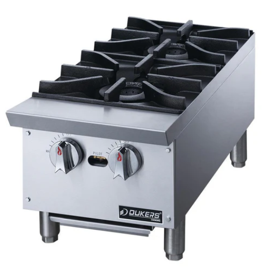 Dukers DCHPA12  12" Hot Plate with 2 Burners Gas Countertop Range