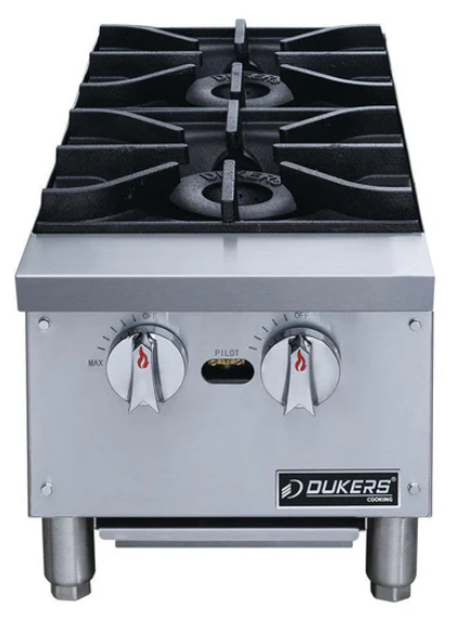 Dukers DCHPA12  12" Hot Plate with 2 Burners Gas Countertop Range