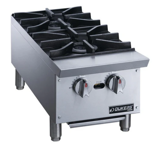 Dukers DCHPA12  12" Hot Plate with 2 Burners Gas Countertop Range