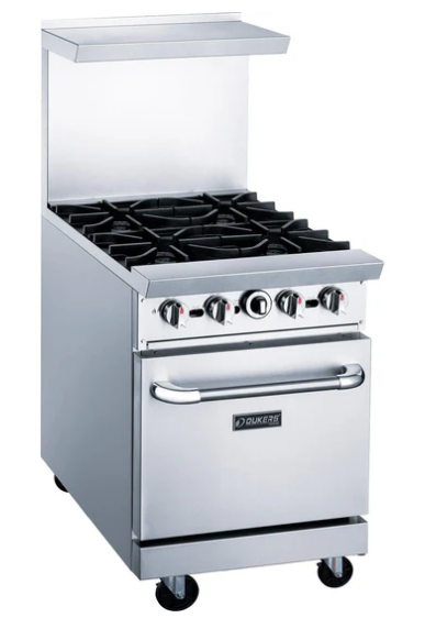 Dukers DCR24-4B 24" Gas Range with Four (4) Open Burners