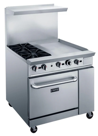 Dukers DCR36-2B24GM 36" Gas Range with Two (2) Open Burners & 24" Griddle