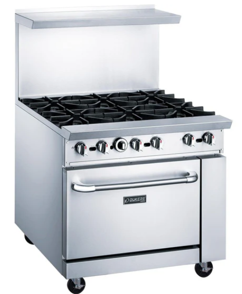 Dukers DCR36-6B 36" Gas Range with Six (6) Open Burners