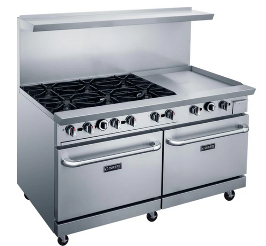 Dukers DCR60-6B24GM 60" Gas Range with Six (6) Open Burners & 24" Griddle