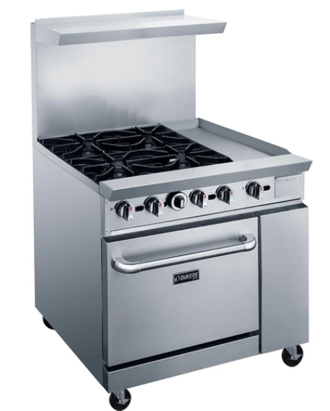 Dukers DCR36-4B12GM 36" Gas Range with Four (4) Open Burners & 12" Griddle