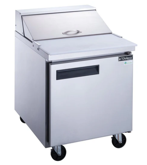 Dukers DSP29-8-S1 1-Door Commercial Sandwich/Salad Prep Table Refrigerator in Stainless Steel