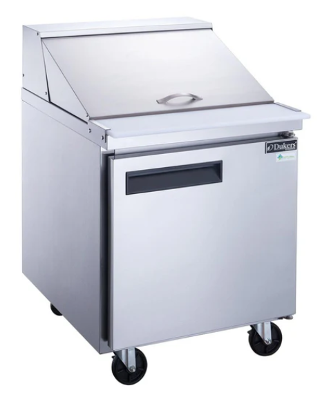 Dukers  DSP29-12M-S1  1-Door Commercial Sandwich/Salad Prep Table Refrigerator in Stainless Steel with Mega Top