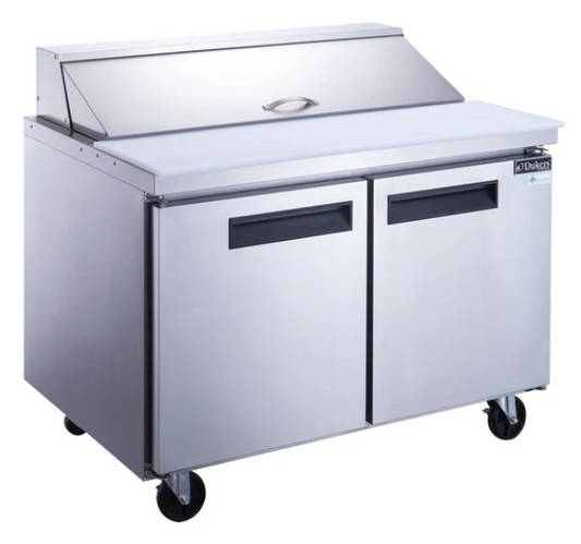 Dukers DSP48-12-S2 2-Door Commercial Sandwich/Salad Prep Table Refrigerator in Stainless Steel