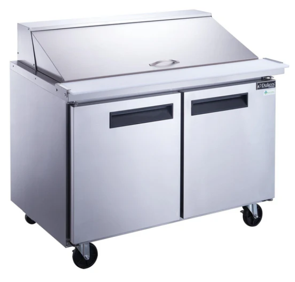 Dukers  DSP48-18M-S2 2-Door Commercial Sandwich/Salad Prep Table Refrigerator in Stainless Steel with Mega Top