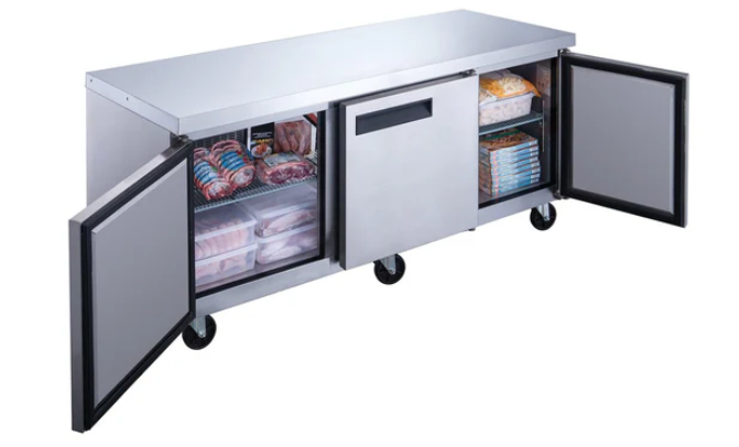 Dukers DUC72F 3-Door Undercounter Commercial Freezer in Stainless Steel