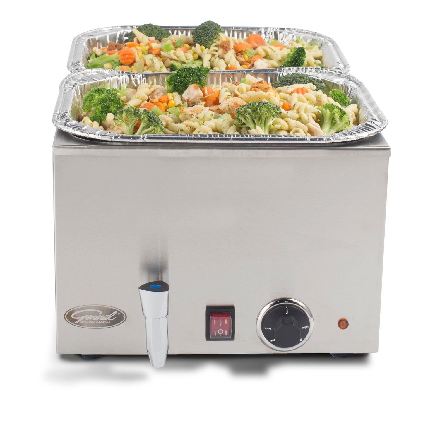 General GFW-100D Foodservice Electric Countertop Food Warmer with Drain, Stainless Steel