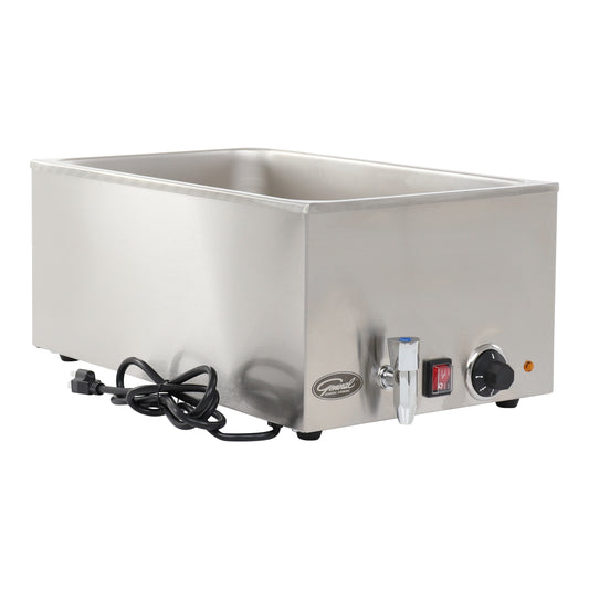 General GFW-100D Foodservice Electric Countertop Food Warmer with Drain, Stainless Steel