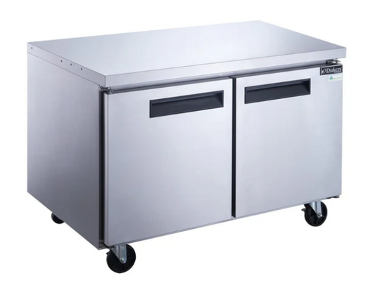 Dukers DUC60F 2-Door Undercounter Commercial Freezer in Stainless Steel