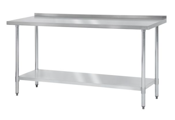 Thunder Group SLWT42448F4- 24"X48"Flat Top Stainless Steel Work Table with 4" Backsplash and Galvanized Under Shelf